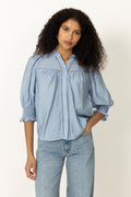 Callumcc Lace Puff V-Shirt - Pale Blue