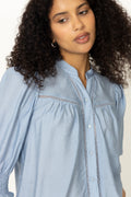 Callumcc Lace Puff V-Shirt - Pale Blue