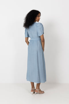 Heracc Ss Wrap Dress - Pale Blue