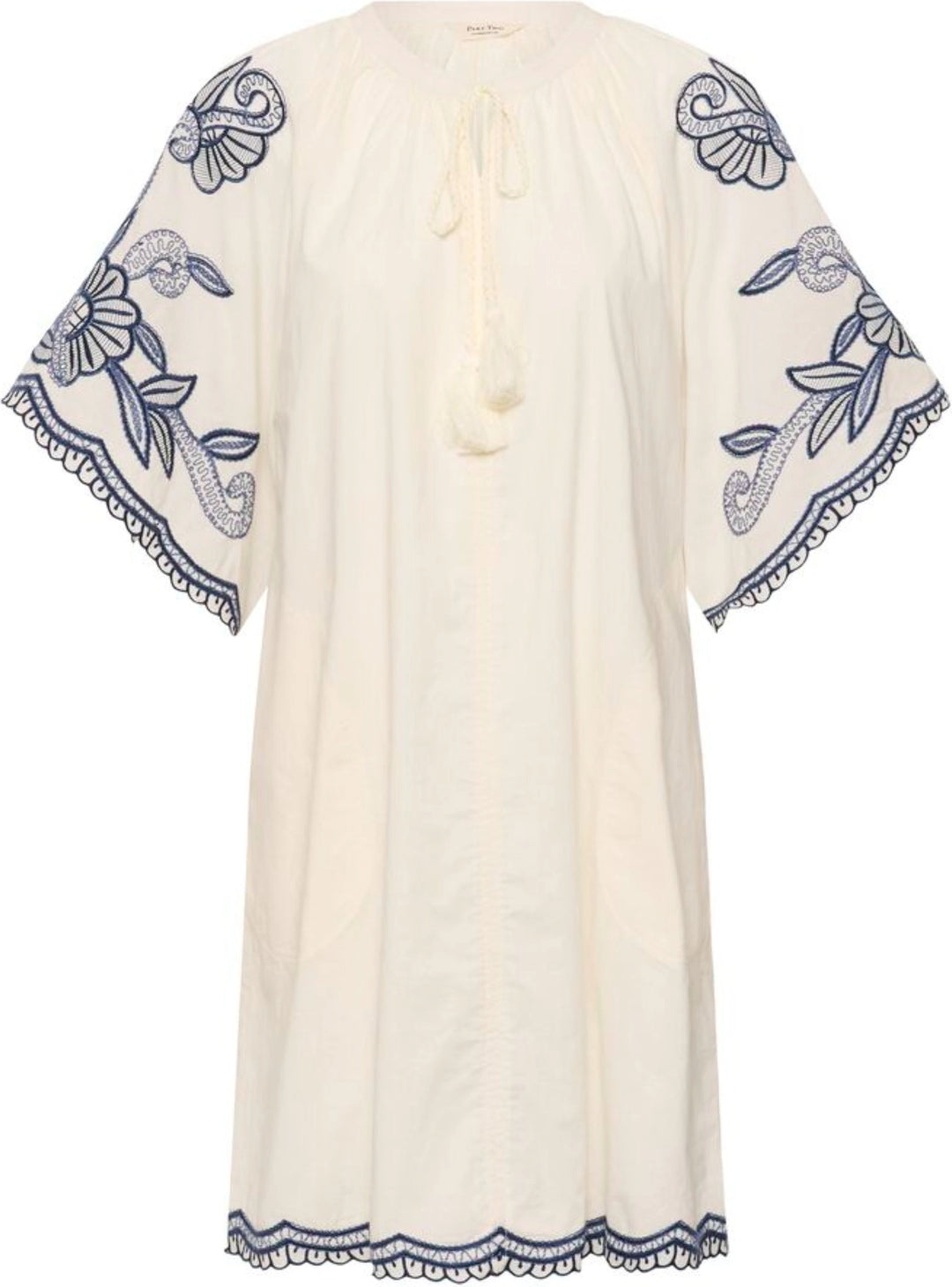 Breannapw Dress - Whisper White W Blue Emb