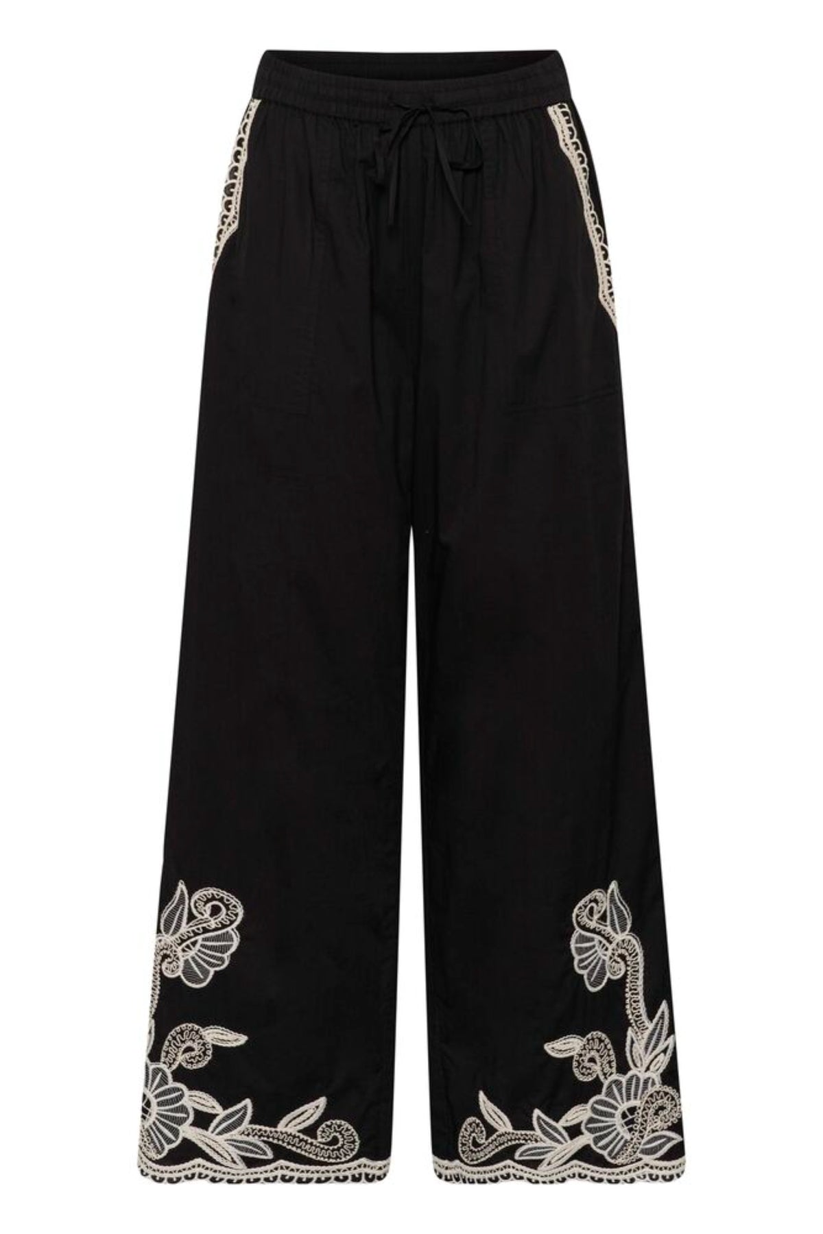 Bilanpw Pants - Svart med offwhite broderi