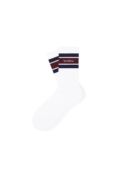 Serif Logo Socks - White/Navy/Bordeaux