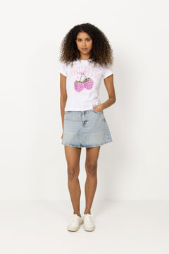 Baby Fit T-Shirt Raspberry - Bright White