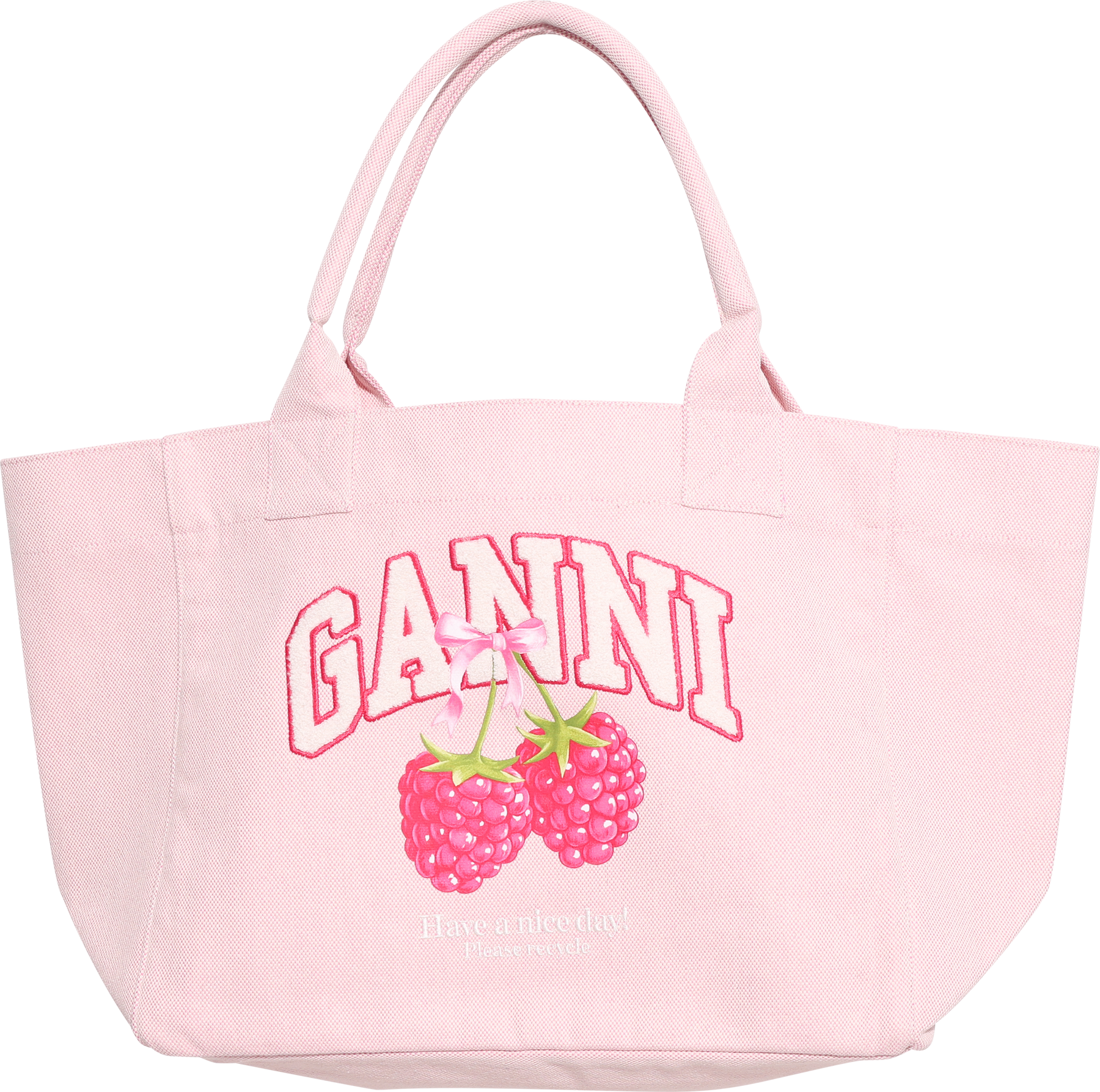Medium Trapeze Shopper Raspberry Print - Egret