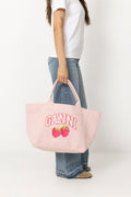 Medium Trapeze Shopper Raspberry Print - Egret