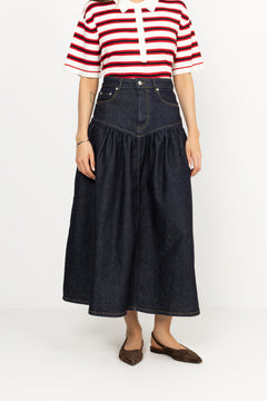 Stretch Denim Long Skirt - Rinse