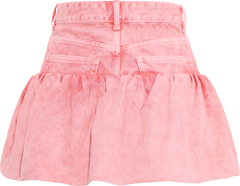 Overdyed Denim Bubble Mini Skirt - Lantana