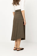 Light Wool Melange Belted Asymmetric Skirt