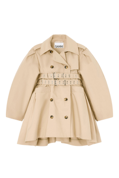 Double Cotton Peplum Trench - Warm Sand