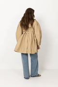 Double Cotton Peplum Trench - Warm Sand
