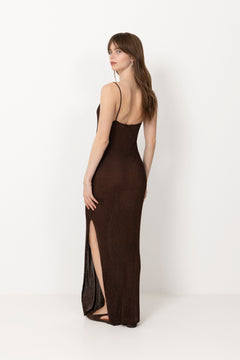 Gzsilvi Singlet Dress - Deep Brown Metallic