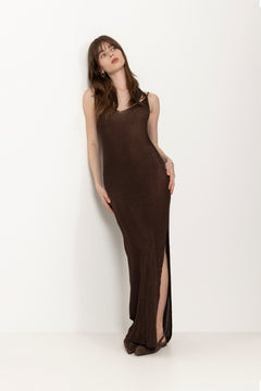 Gzsilvi Singlet Dress - Deep Brown Metallic