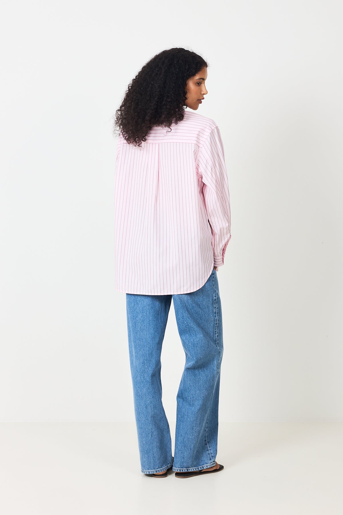 Poplin Workwear Shirt - Pink And Red Pinstripe