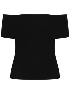 Compact Knit Off Shoulder Top - Jet Black