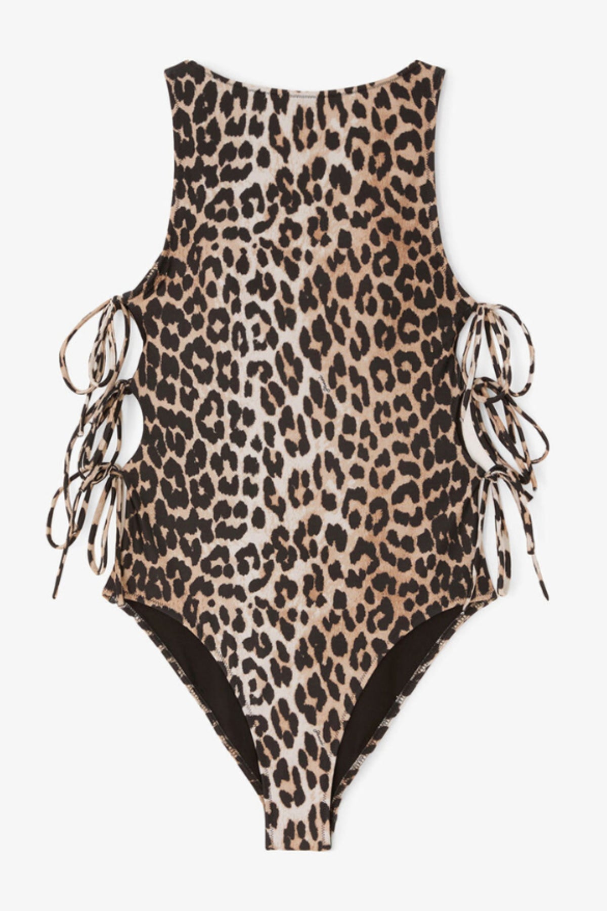 Printed Swimsuit W Tie Strings - Almond Milk