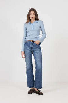 Marte Ls Mini Stripe Polo - Blue