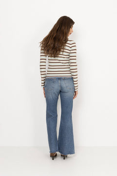 Marte Ls Stripe Polo - Brown/Blue