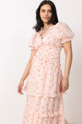 Arielic Long Dress - Pink Flower Print