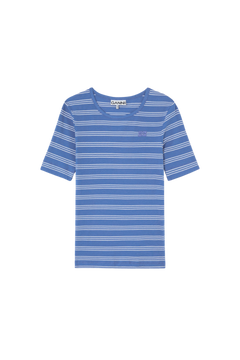 Soft Cotton Rib Stripe Tee - Nouvean Navy