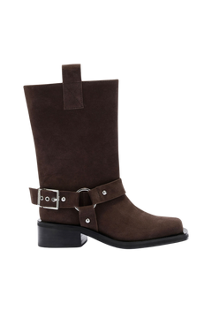Mid Shaft Biker Boot Recycled Suede Pelinova - Chicory Coffee