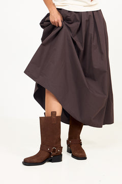 Mid Shaft Biker Boot Recycled Suede Pelinova - Chicory Coffee