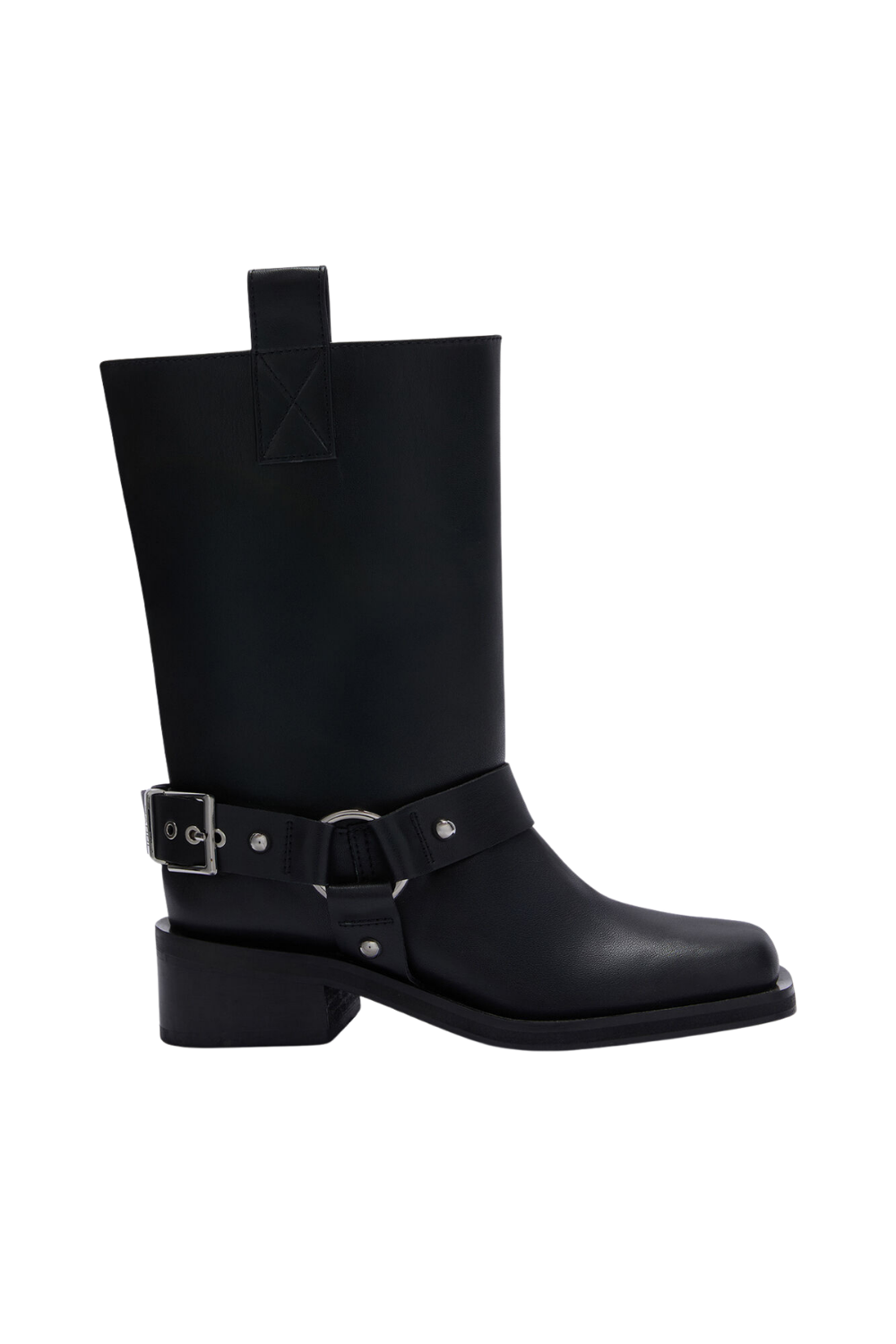 Mid Shaft Biker Boot - Black