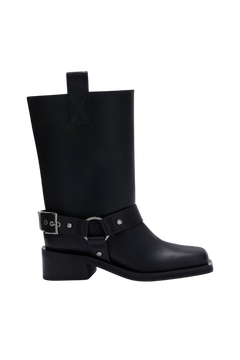 Mid Shaft Biker Boot - Black
