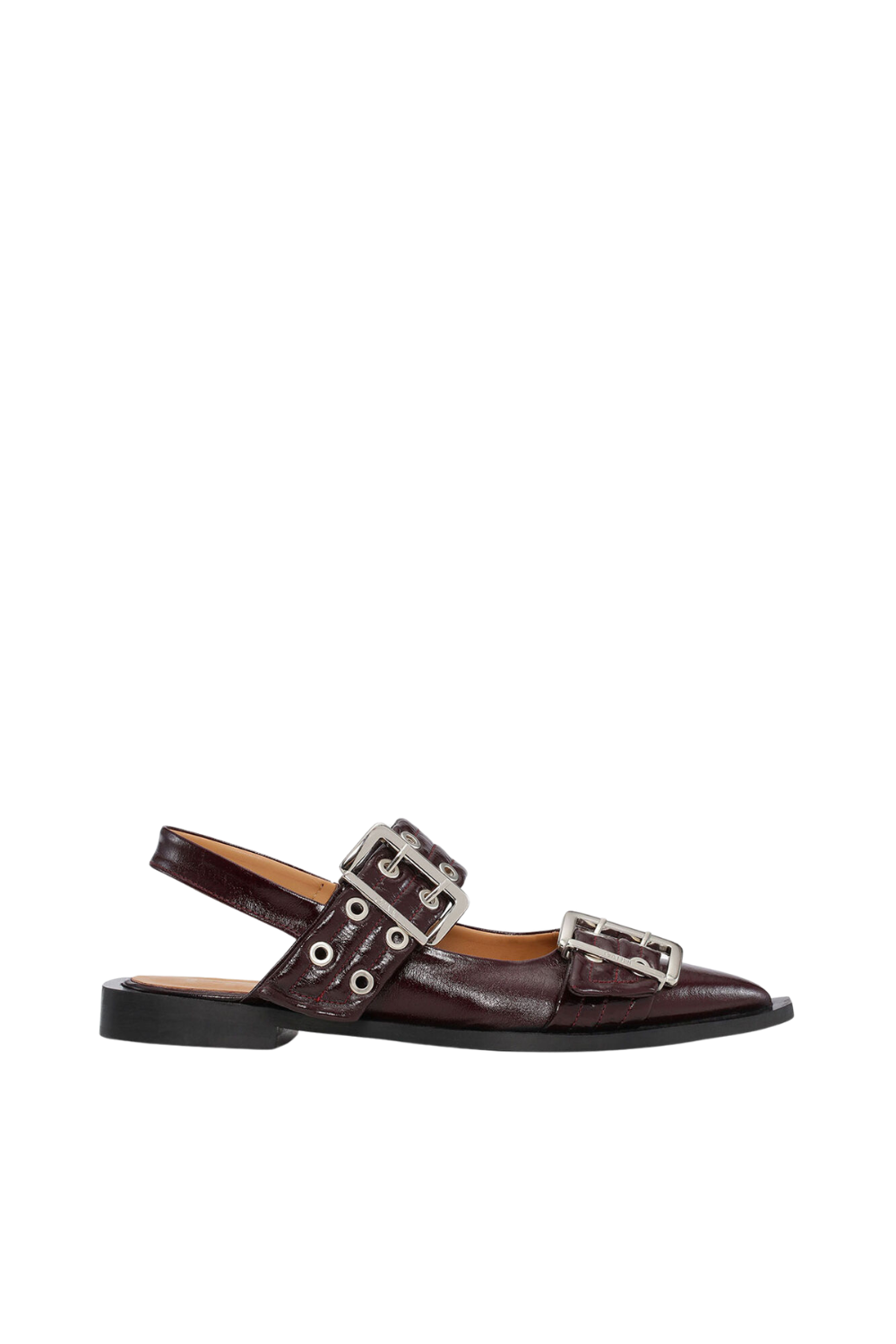 Feminine Buckle Ballerina Naplack - Burgundy