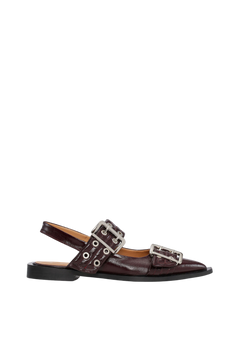 Feminine Buckle Ballerina Naplack - Burgundy