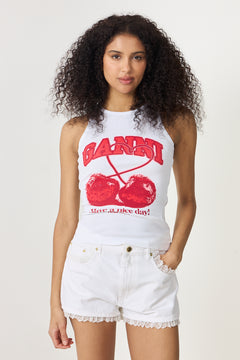 Compact Rib Jersey Tank Cherry - Bright White