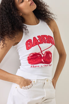 Compact Rib Jersey Tank Cherry - Bright White