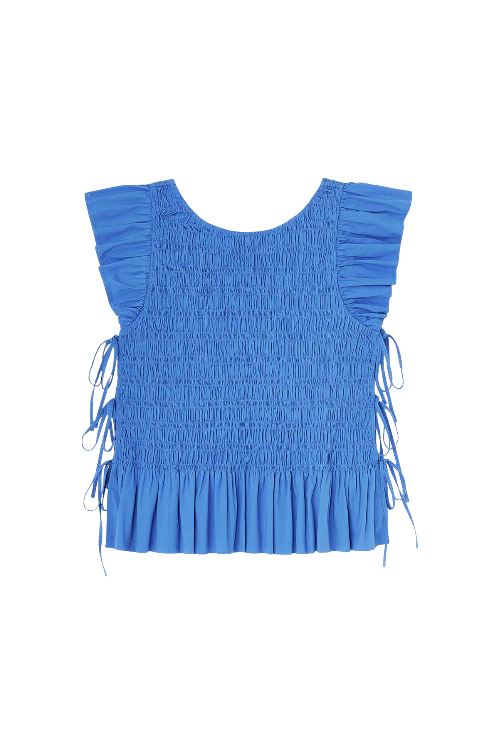 Stretch Cotton Angel Sleeve Smocked Top - Marina