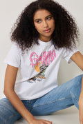 Basic Cotton Western Zebra Boot Tee - Bright White