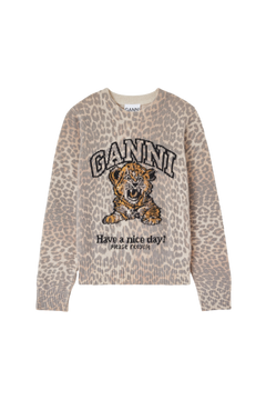 Graphic Wool Sweater Tiger - Almond Milk