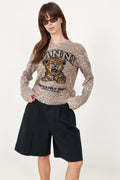 Graphic Wool Sweater Tiger - Almond Milk