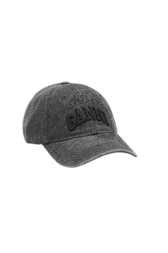 Washed Embroidery Denim Cap - Black Washed