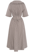 Check Cotton Cut Out Midi Dress - Chicory Coffee