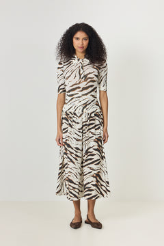 Sheer Printed Cotton Polo - Egret