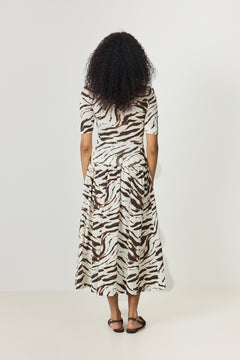 Printed Stretch Cotton Long Skirt - Egret