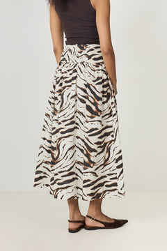 Printed Stretch Cotton Long Skirt - Egret