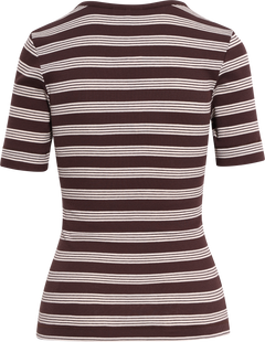 Soft Cotton Rib Short Sleeve T-Shirt Stripe - Mole