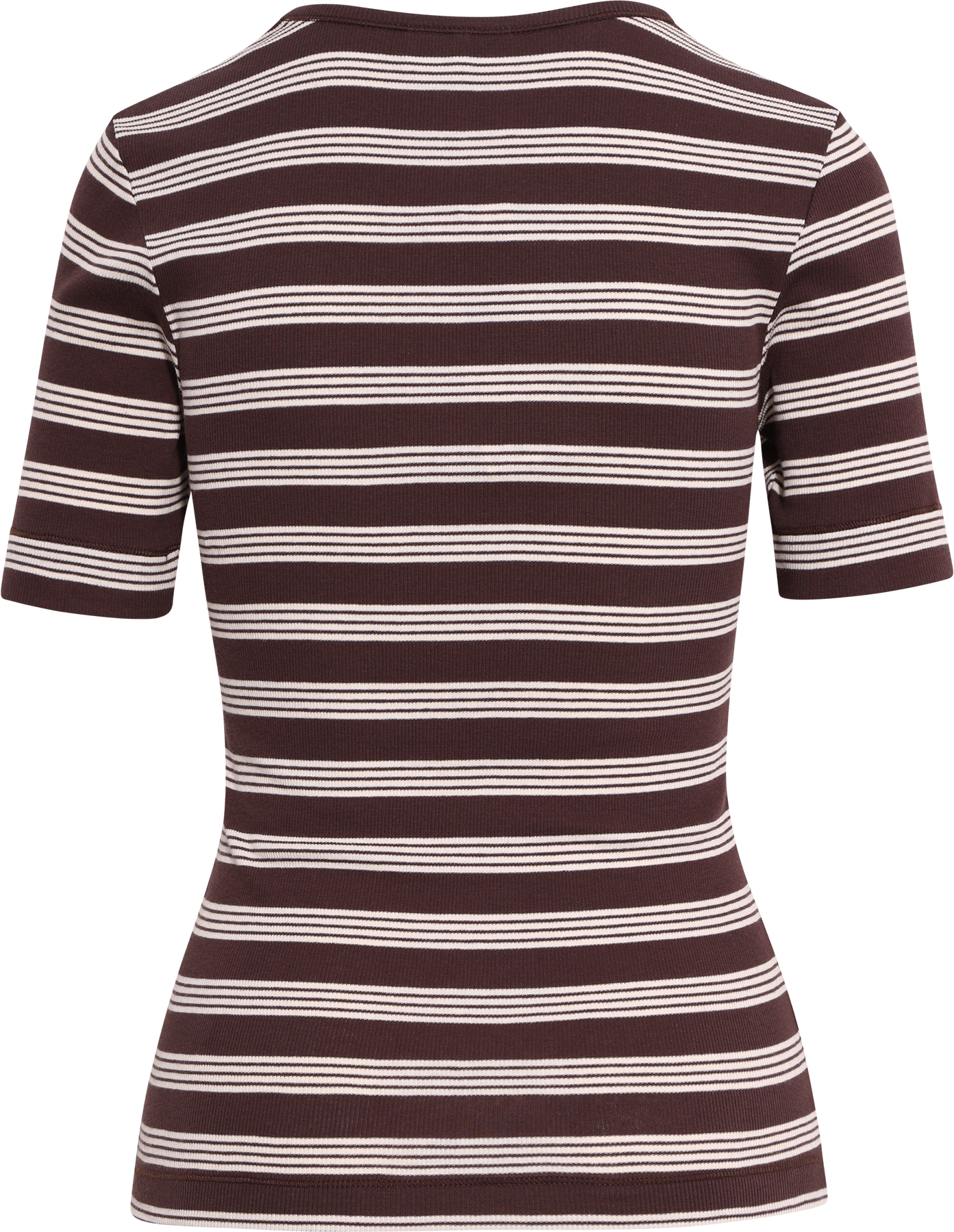 Ganni Soft Cotton Rib Short Sleeve T-Shirt Stripe - Mole