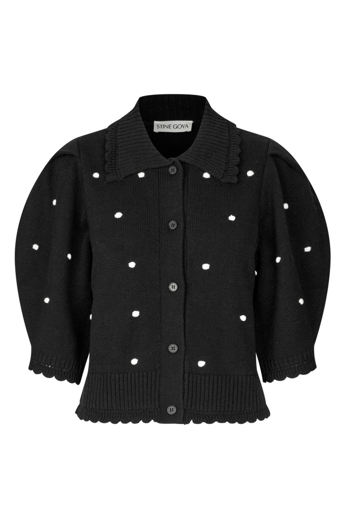 Bobble Knit Polo Cardigan - Midnight Bobbles