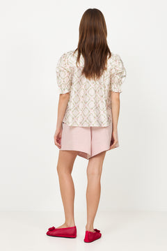 Gathered Top - Sakura Check Pink