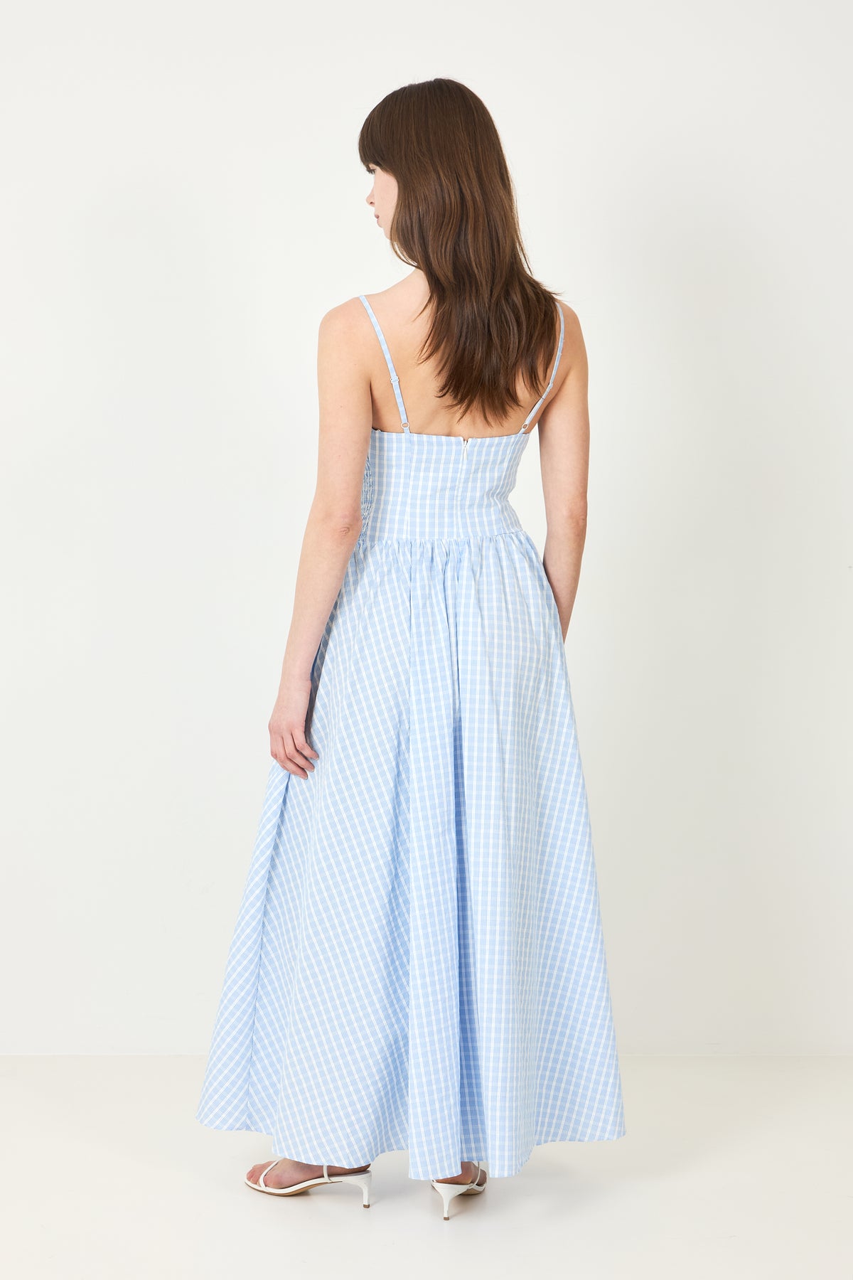 Chiara Midi Dress - Paloma Check Light Blue White