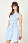 Martina Mini Dress - Paloma Check Light Blue White