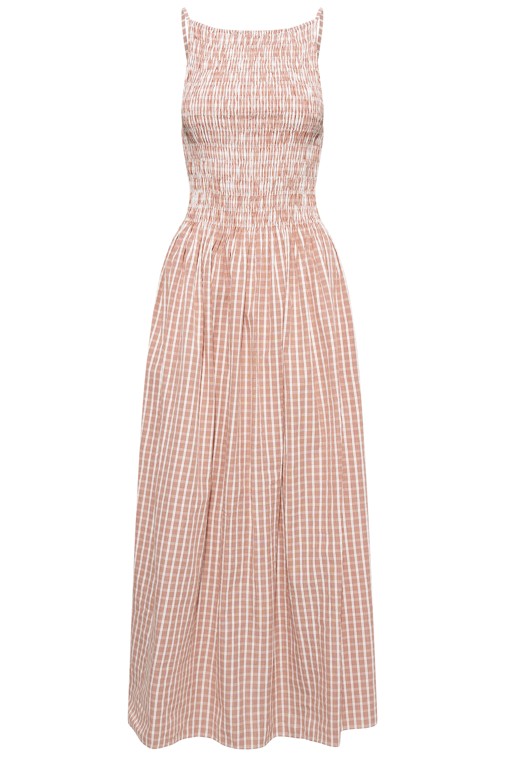 Laia Maxi Dress - Paloma Check Cinnamon White