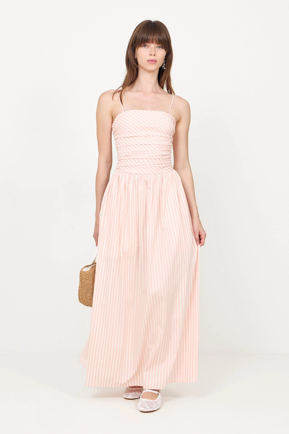 Portlligat Maxi Dress - Carmen Stripe Peony White