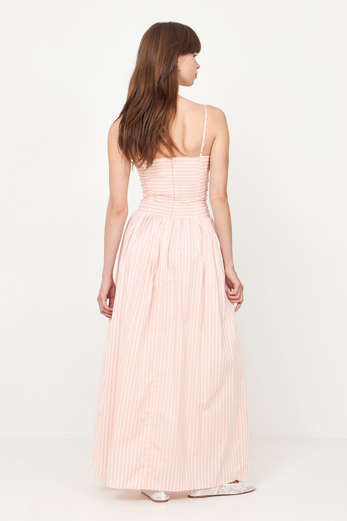 Portlligat Maxi Dress - Carmen Stripe Peony White