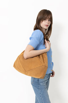 Bag M Suede June Tote - Cognac